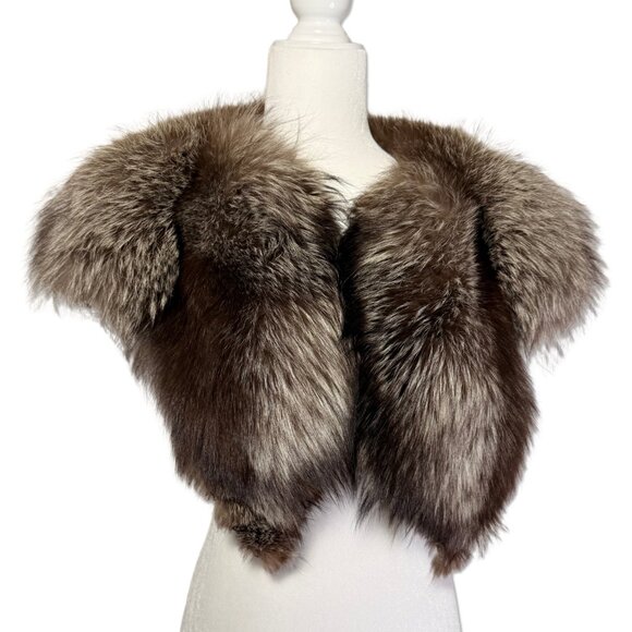 Vintage 100% Fox Fur Collar with Silk Lining – Brown/Gray – One Size - Picture 1 of 7
